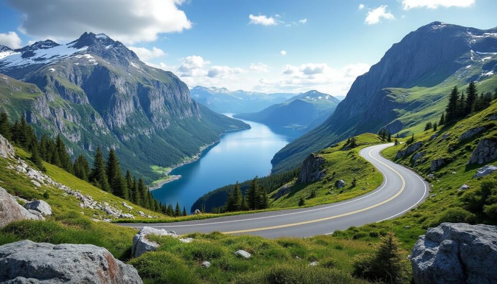 découvrez aurlandsfjellet, une route panoramique spectaculaire en norvège offrant des vues à couper le souffle sur les fjords et les montagnes environnantes.