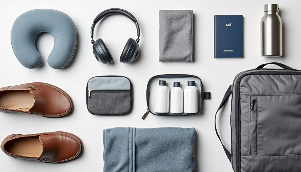 découvrez notre kit pour voyager en avion, contenant tous les accessoires indispensables et pratiques pour un confort optimal et un voyage sans tracas.